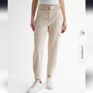 Express Super High Waisted Belted Office Work Cargo Pant